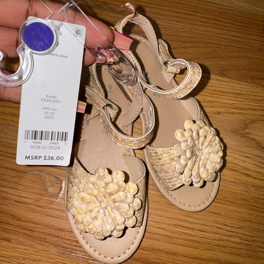 Carter's Tan Kids Sandals with Floral Design